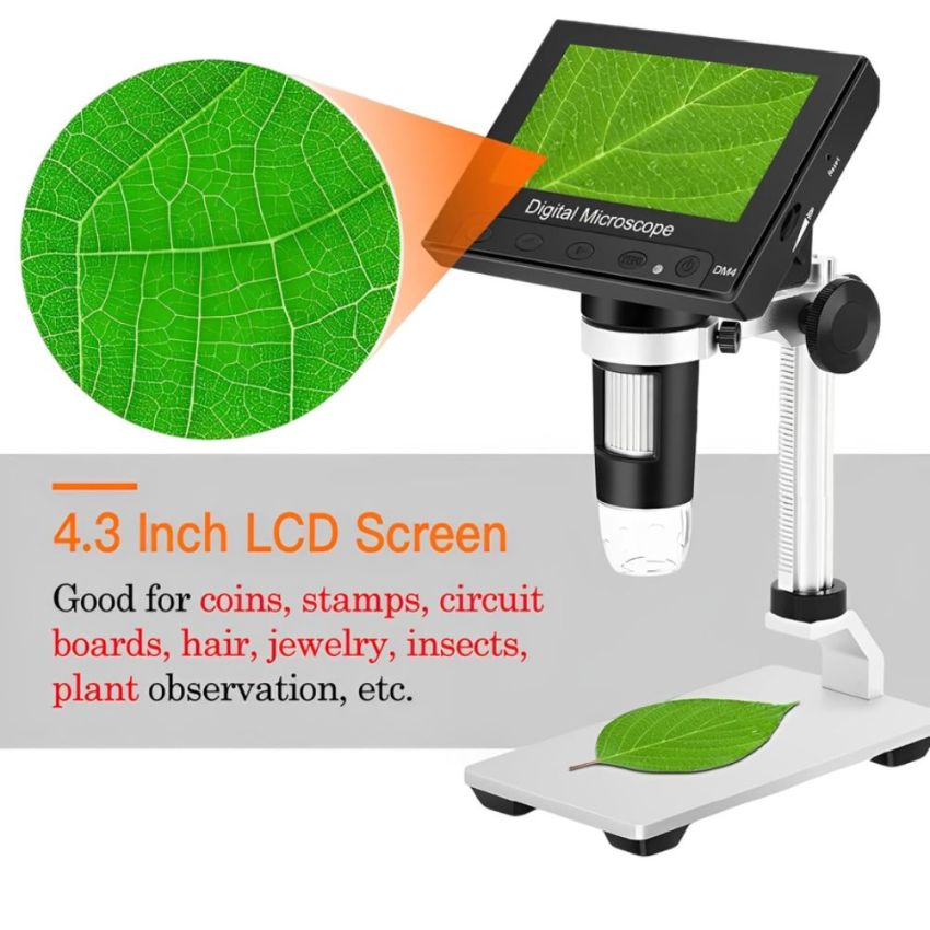 DM4,Portable Digital Microscope,4.3-inch LCD Display, 1000x Magnification