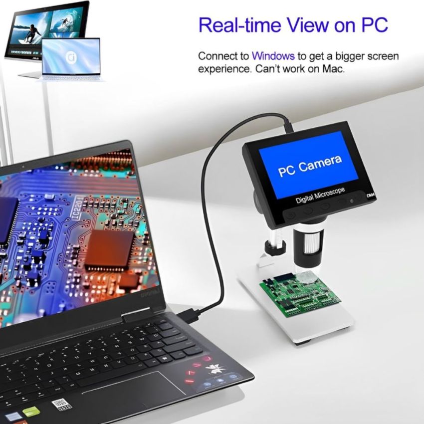 DM4,Portable Digital Microscope,4.3-inch LCD Display, 1000x Magnification