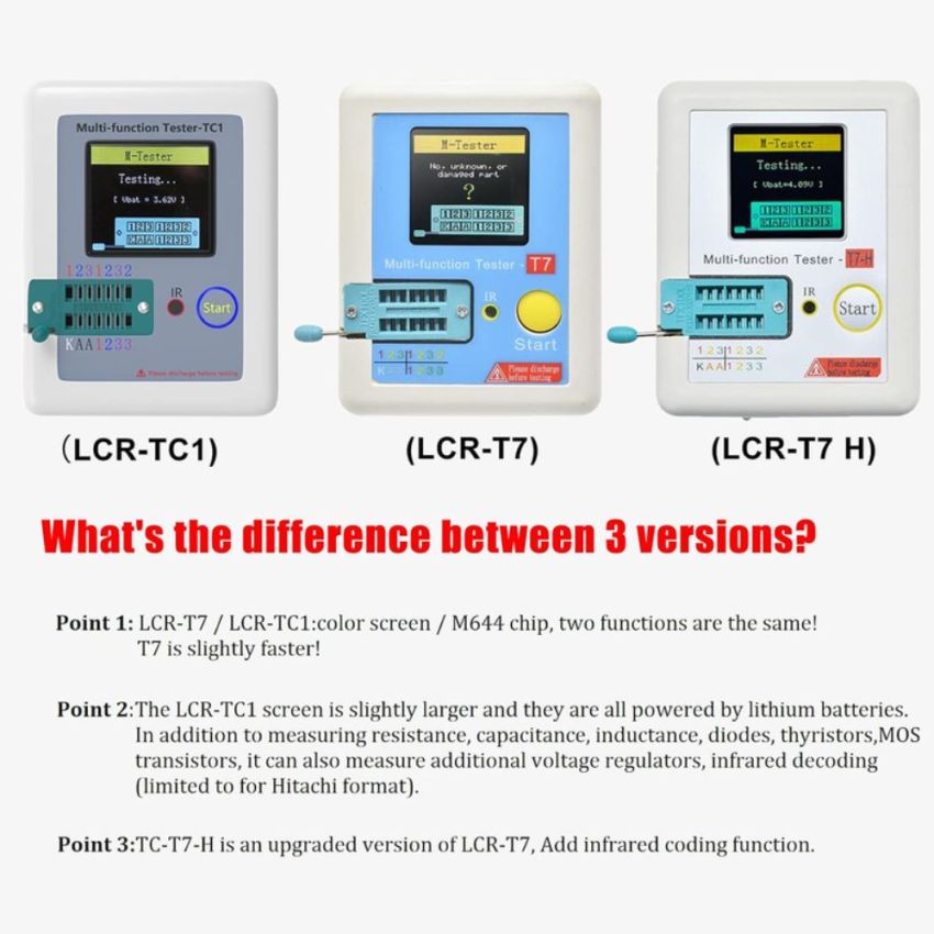 LCR-T7 Multi-Function Tester,Color Display,Compact Design 
