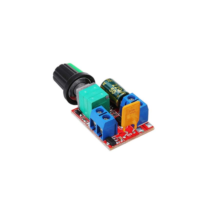 Mini PWM DC Motor Speed Controller - 5A, Adjustable Speed Control, 3V-35V