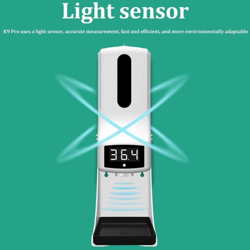 K9, Automatic Hand Wash Dispenser with Infrared Temperature Measurement - Touchless Hand Sanitizer Dispenser with LED Display, ±0.2℃, 0°C