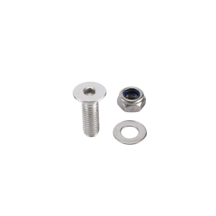 Stainless Steel M5 Countersunk Bolt, 5mm x 20mm with Washer and Nylon Locknut