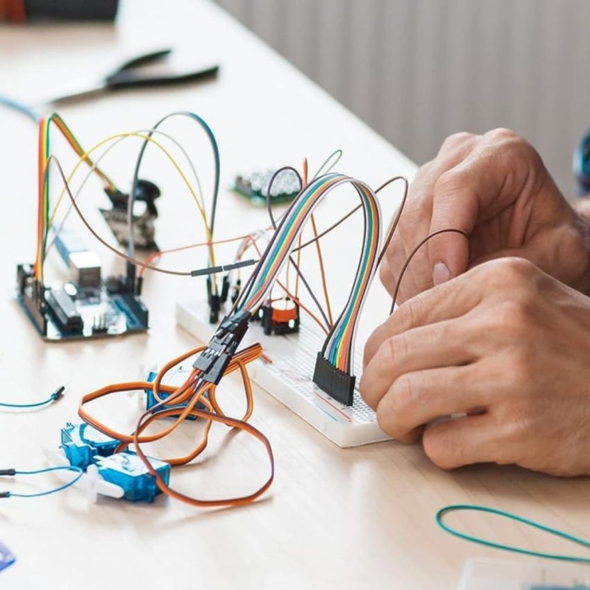 4 Pieces Breadboards Kit, 120 Pieces Jumper Wires for Arduino Proto Shield, Distribution Connecting Blocks