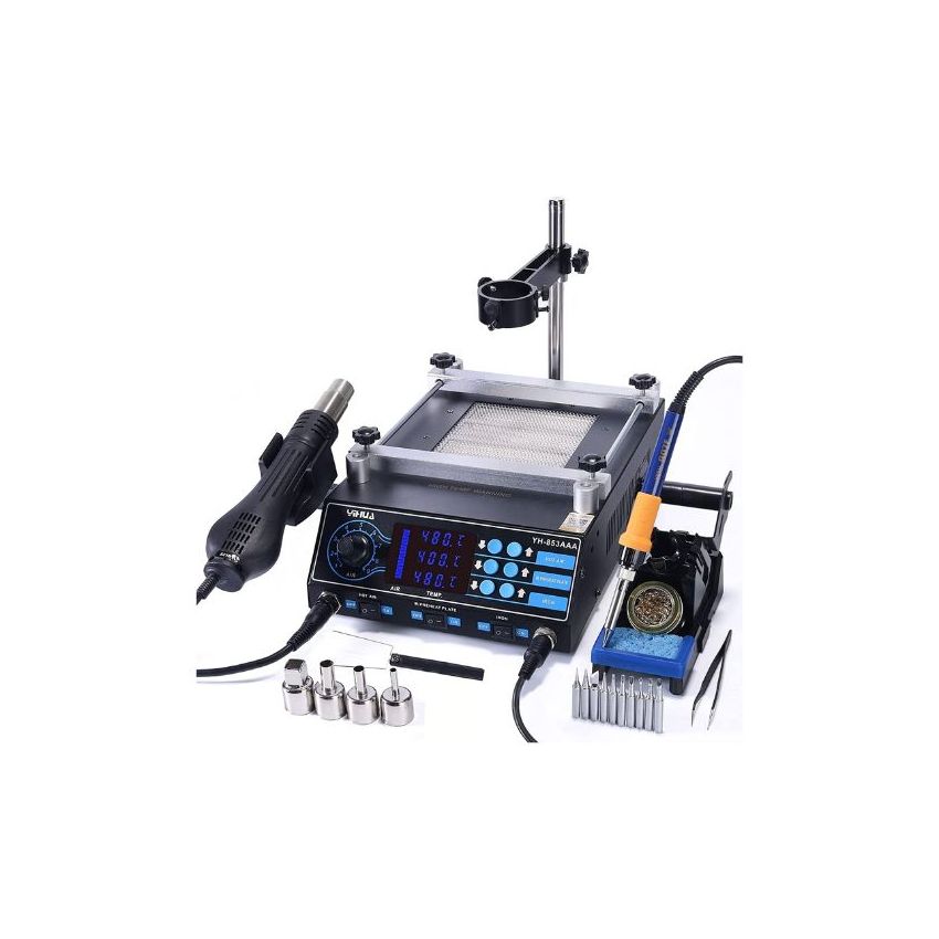A 853AAA,3 In 1 Preheating Station Infrared BGA Rework Soldering Station with Hot Air Gun,60W Tin Soldering Iron,220V 