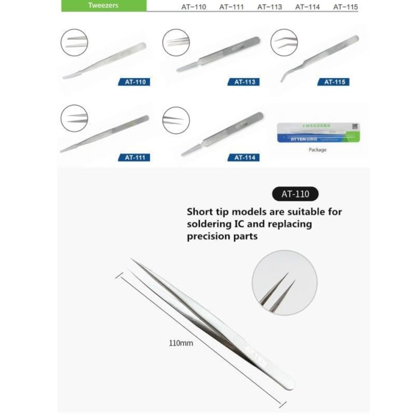 AT-111, Stainless Steel Tweezers, 140mm