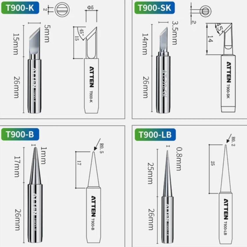 T900-B, Conical Soldering Tip, 1mm