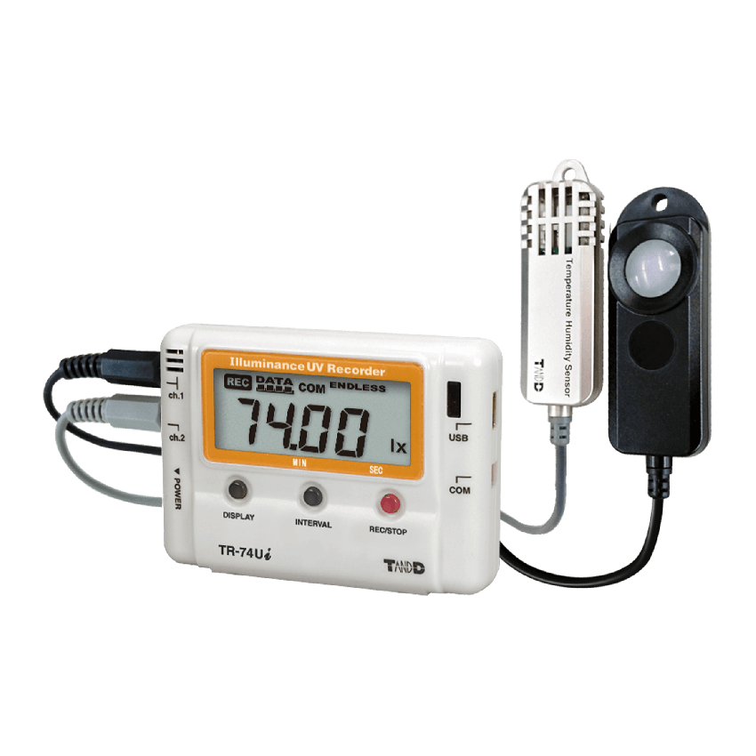 TR-74Ui-S USB Connectible Illuminance & UV Logger with High Precision Temperature and Humidity Sensor