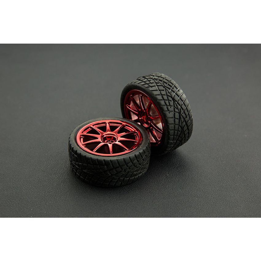 FIT0199-R D65mm Rubber Wheel Pair - Red (Without Shaft)