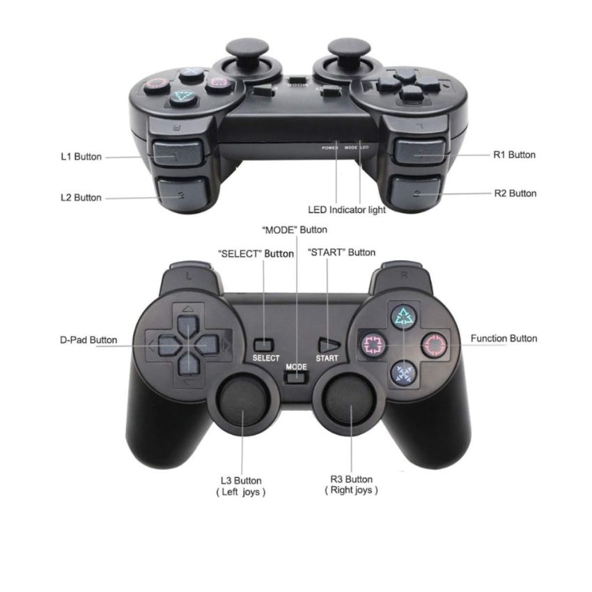 Wireless Gamepad Joystick for Sony PS2 - Dual Vibration, Wireless Control