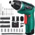 POSENPRO 9N.m Cordless Electric Screwdriver - with 48 Accessories BMC Set, 2Pcs Rechargeable 7.2V 1500mAh Li-ion Batteries, 6+1 Torque Gears, Adjustable 2 Position Handle, and a Built-In LED Light